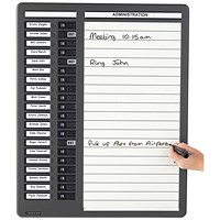 In/Out Board, 20 Names & Drywipe Combination, W540xH680mm, Grey