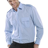 Beeswift Pilot Shirt, Long Sleeve, Sky Blue, 15.5