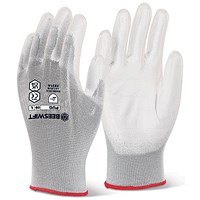 Beeswift Pu Coated Gloves, White, Large