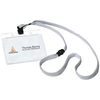 Announce Name Badge/Textile Necklace, 60x90mm, Clear and Grey, Pack of 10 Announce Name Badge/Textile Necklace, 60x90mm, Clear and Grey, Pack of 10