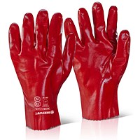 Beeswift PVC Gauntlet, Red, 11”, Pack of 10