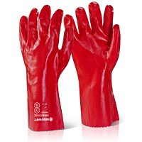Beeswift PVC Gauntlet, Red, 14”, Pack of 10