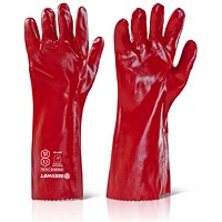 Beeswift PVC Gauntlet, Red, 16”, Pack of 10