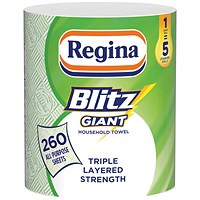 Regina Blitz Giant Household Towels, 3-Ply, 1 Roll of 260 Sheets Regina Blitz Giant Household Towels, 3-Ply, 1 Roll of 260 Sheets
