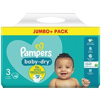 Pampers Baby Dry Taped Nappies, Size 3 Jumbo, Pack of 98