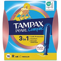 Tampax Compak Pearl Applicator Tampons Regular x16 Pack of 8