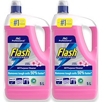Flash Professional All Purpose Cleaner Liquid Cherry Blossom 5 Litres (Pack of 2)