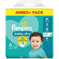 Pampers Baby Dry Taped Nappies, Size 6 Jumbo, Pack of 62