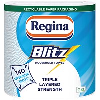 Regina Blitz Household Towels, 3-Ply, Pack of 2