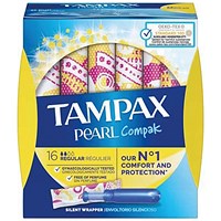 Tampax Compak Pearl Applicator Tampons, Regular, Pack of 64