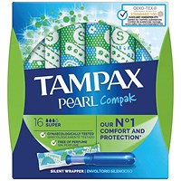 Tampax Compak Pearl Applicator Tampons, Super, Pack of 64