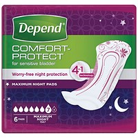 Depend Comfort Protect Maximum Night Pads Pack of 6
