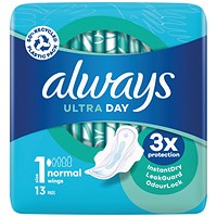 Always Ultra Day Sanitary Pads With Wings, Normal, Size 1, Pack of 208