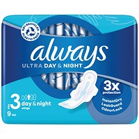 Always Ultra Day And Night Sanitary Pads With Wings, Size 3, Pack of 144