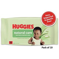 Huggies Natural Care Plastic Free Baby Wipes x48 Pack of 10