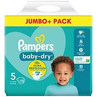 Pampers Baby Dry Taped Nappies, Size 5 Jumbo, Pack of 72