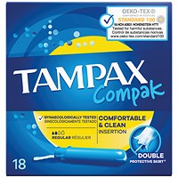 Tampax Compak Applicator Tampons, Regular, Pack of 108