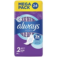 Always Ultra Long Pads With Wings, Size 2, Pack of 24