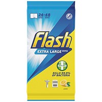 Flash Anti-Bacterial Wipes XL Lemon 24 sheets (Pack of 8)