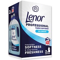 Lenor Professional Fabric Softener Liquid, 200 Wash 4L, Sea Breeze, Pack of 2