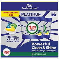 Fairy Professional Platinum Auto Lemon Dish Washing Capsules x116 (Pack of 2)