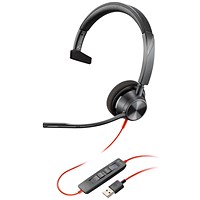 Poly Blackwire 3310 BW3310-M Headset USB-A Corded Black 212703-01