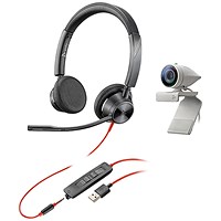 Poly Studio P5 2200-87130-025 Webcam Kit, 1080P HD, With Blackwire 3325 Wired Stereo Headset