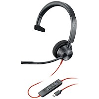 Poly Blackwire 3310 Monaural MS USB-C/A Headset 8X216AA Poly Blackwire 3310 Monaural MS USB-C/A Headset 8X216AA