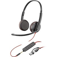 Poly Blackwire 3225 Stereo UC USB-C/A +3.5mm Headset 8X229AA Poly Blackwire 3225 Stereo UC USB-C/A +3.5mm Headset 8X229AA