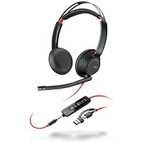 Poly Blackwire 5220 Stereo USB-C Headset +3.5mm Plug +USB-C/A Adapter Black 8X231AA Poly Blackwire 5220 Stereo USB-C Headset +3.5mm Plug +USB-C/A Adapter Black 8X231AA