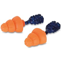 Beeswift Tri Flange Reusable Earplugs, Orange, Pack of 200