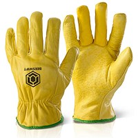 Beeswift Quality Lined Drivers Gloves, Yellow, Large, Pack of 10 Beeswift Quality Lined Drivers Gloves, Yellow, Large, Pack of 10