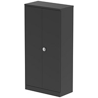 Qube 1850mm 2-Door Stationery Cupboard Black With Shelves