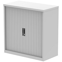 Qube 1000mm Side Tambour Cupboard Light Grey With Shelf