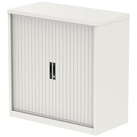 Qube 1000mm Side Tambour Cupboard White With Shelf Qube 1000mm Side Tambour Cupboard White With Shelf