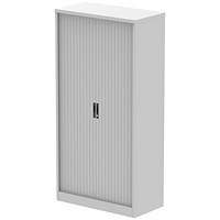Qube 2000mm Side Tambour Cupboard Light Grey With Shelves