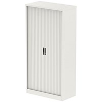 Qube 2000mm Side Tambour Cupboard White With Shelves