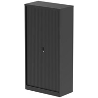 Qube 2000mm Side Tambour Cupboard Black With Shelves