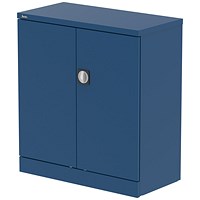 Qube 1000mm 2-Door Stationery Cupboard Blue With Shelf