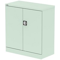 Qube 1000mm 2-Door Stationery Cupboard Peppermint Green With Shelf