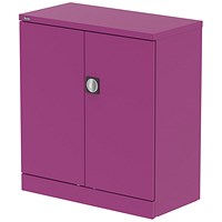 Qube 1000mm 2-Door Stationery Cupboard Traffic Purple With Shelf