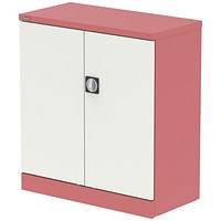 Qube 1000mm 2-Door Stationery Cupboard Antique Pink And Satin White With Shelf