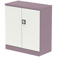 Qube 1000mm 2-Door Stationery Cupboard Pastel Violet And Satin White With Shelf