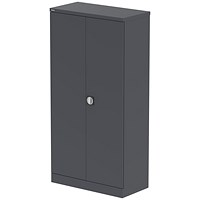Qube 1850mm 2-Door Stationery Cupboard Graphite Grey With Shelves