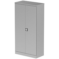Qube 1850mm 2-Door Stationery Cupboard Silver With Shelves