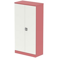 Qube 1850mm 2-Door Stationery Cupboard Antique Pink And Satin White With Shelves