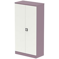 Qube 1850mm 2-Door Stationery Cupboard Pastel Violet And Satin White With Shelves