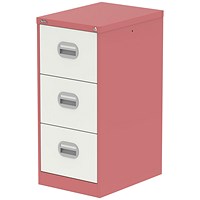 Qube 3 Drawer Filing Cabinet Antique Pink And Satin White