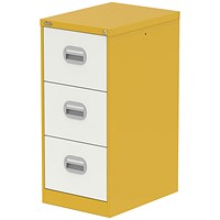 Qube 3 Drawer Filing Cabinet Lemon Yellow And Satin White