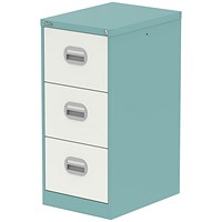 Qube 3 Drawer Filing Cabinet Pastel Turquoise And Satin White